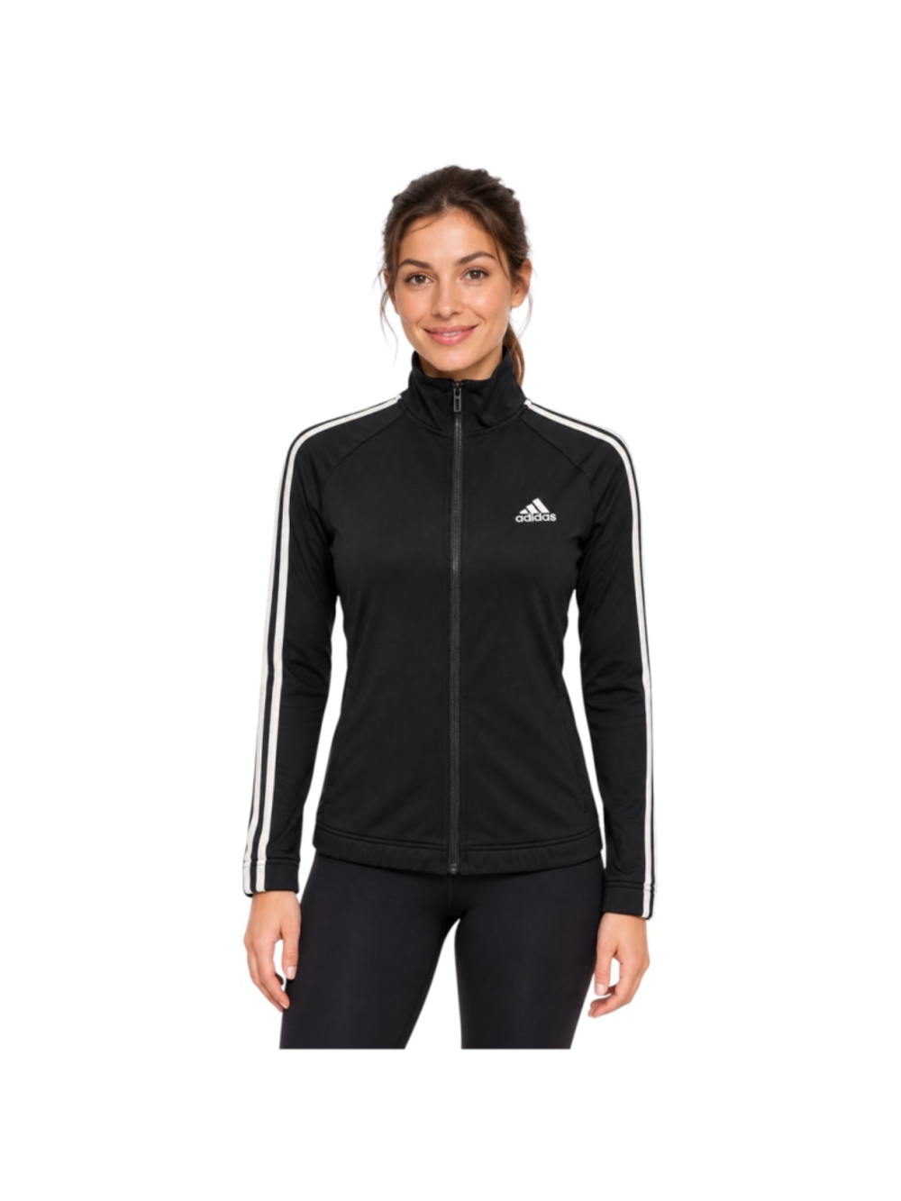 Adidas Black White 3 Stripe Full Zip Track Jacket Women’s XS